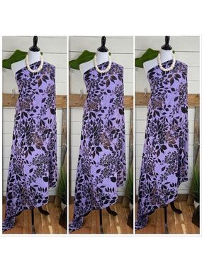 Purple/ Brown/Black Floral SARONG Pareo Lavalava Beach Wrap Skirt Summer Scarf